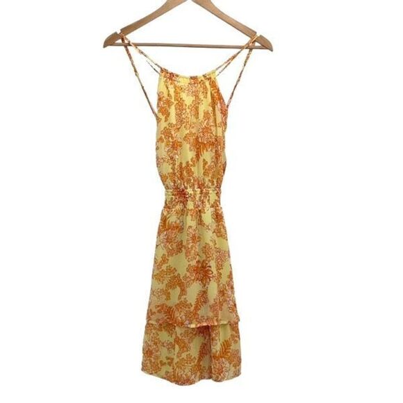 Collective Concepts Womens Floral Smocked Waist Halter Dress Yellow Medium NWOT - Picture 2 of 8